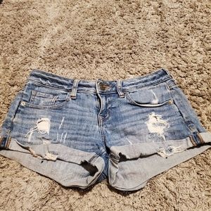 Express denim distressed jean shorts